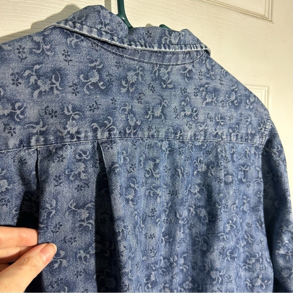 Eddie Bauer Vintage Womens Denim Button Up Size 12 Floral Print Cotton USA - Picture 9 of 13